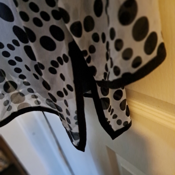 Chicos 100%silk semi-sheer polka-dot blouse size large - Picture 6 of 9